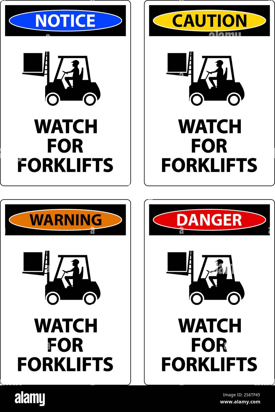 Caution Watch For Forklifts Sign On White Background Stock Vector Image ...