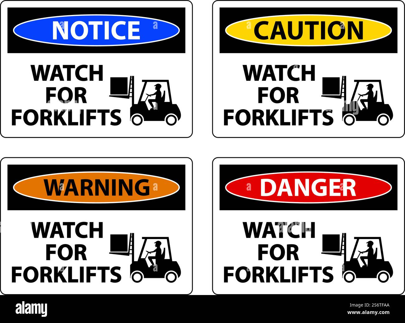 Caution Watch For Forklifts Sign On White Background Stock Vector Image ...