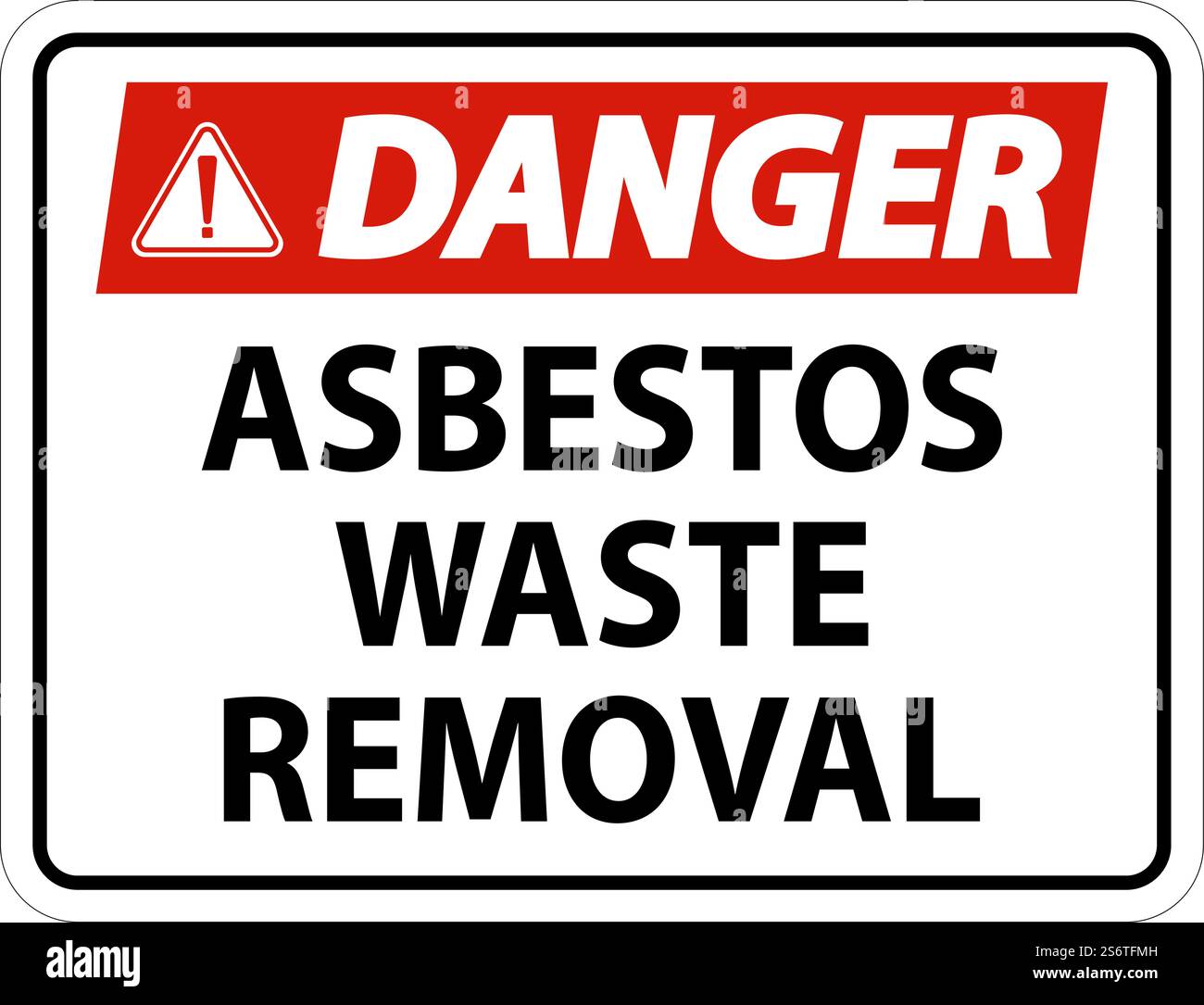 Danger Asbestos Waste Removal Sign On White Background Stock Vector ...