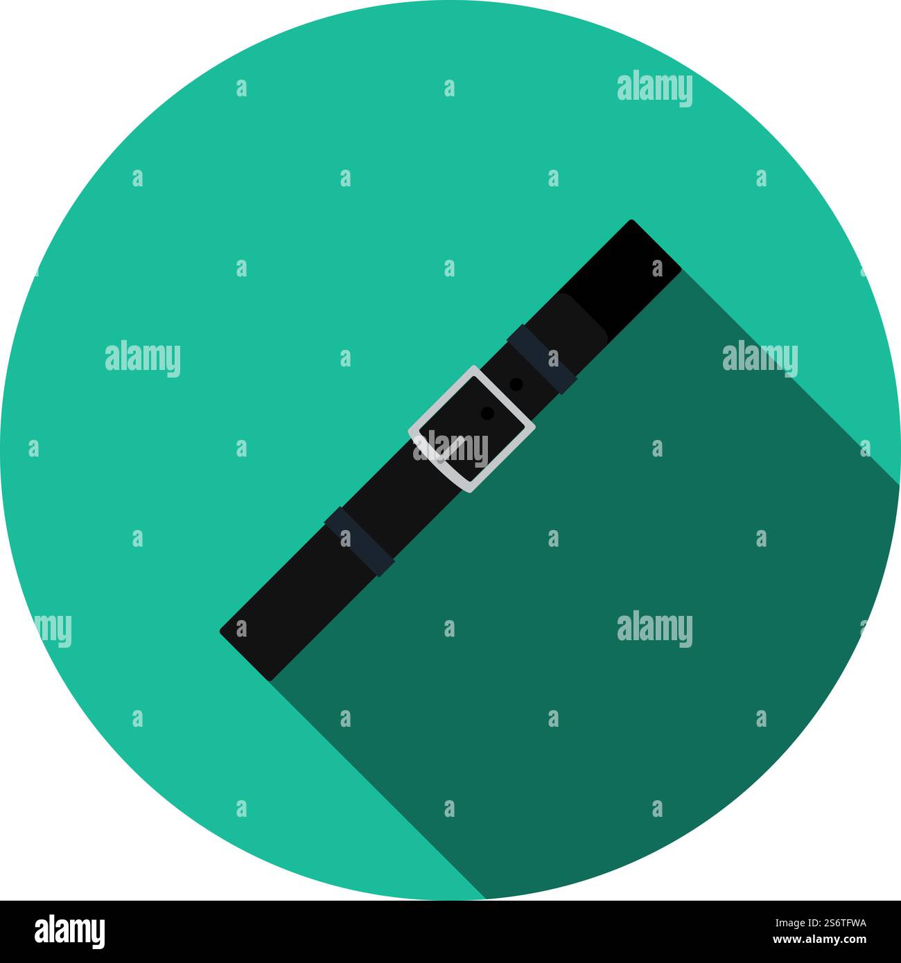 Trouser Belt Icon. Flat Circle Stencil Design With Long Shadow. Vector Illustration. Stock Vector