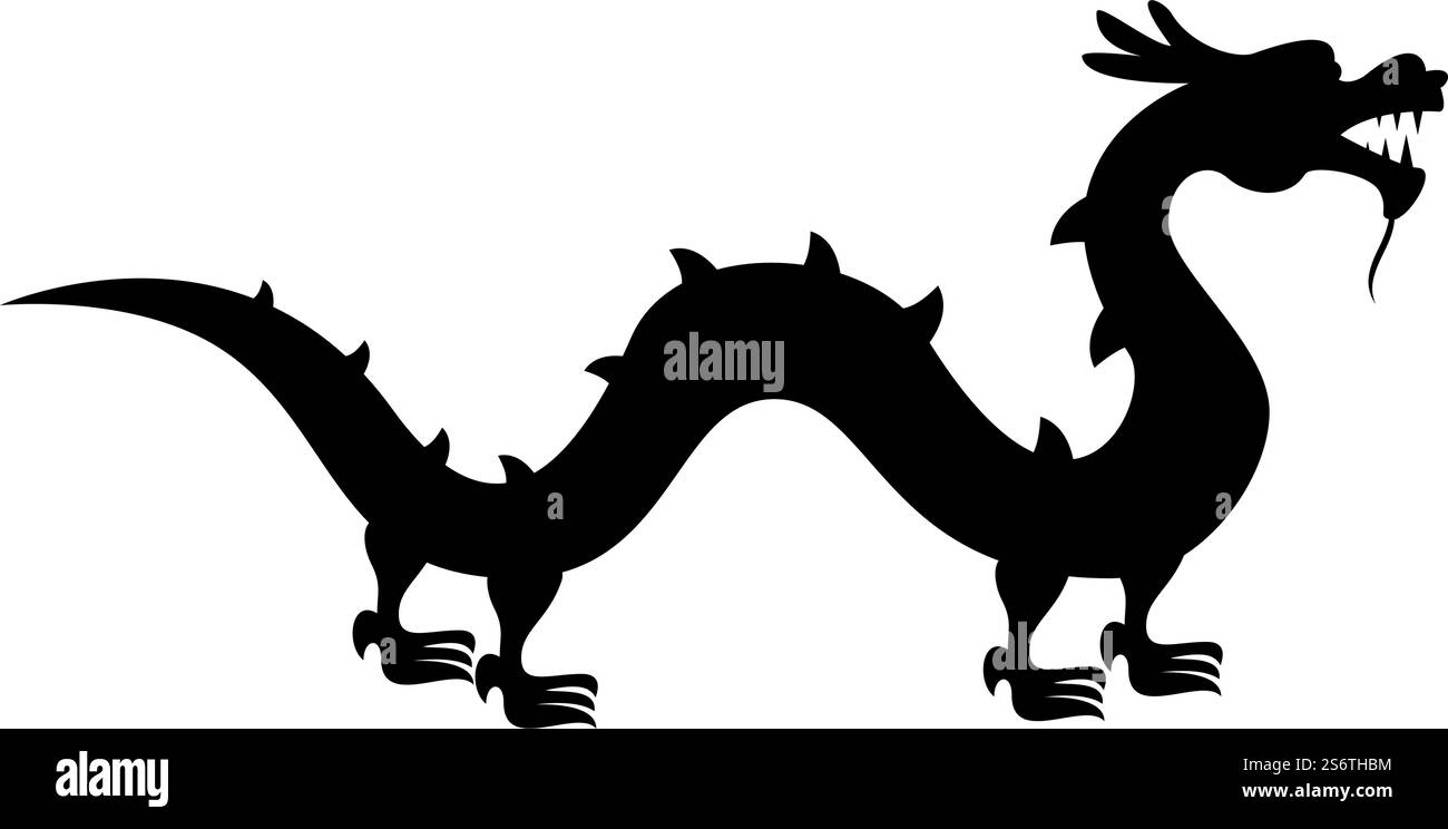 Chinese dragon icon black color vector illustration image flat style ...