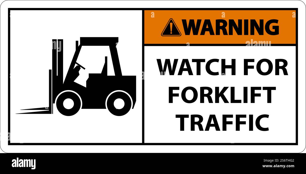 Warning 2-Way Watch For Forklift Traffic Sign On White Background Stock ...