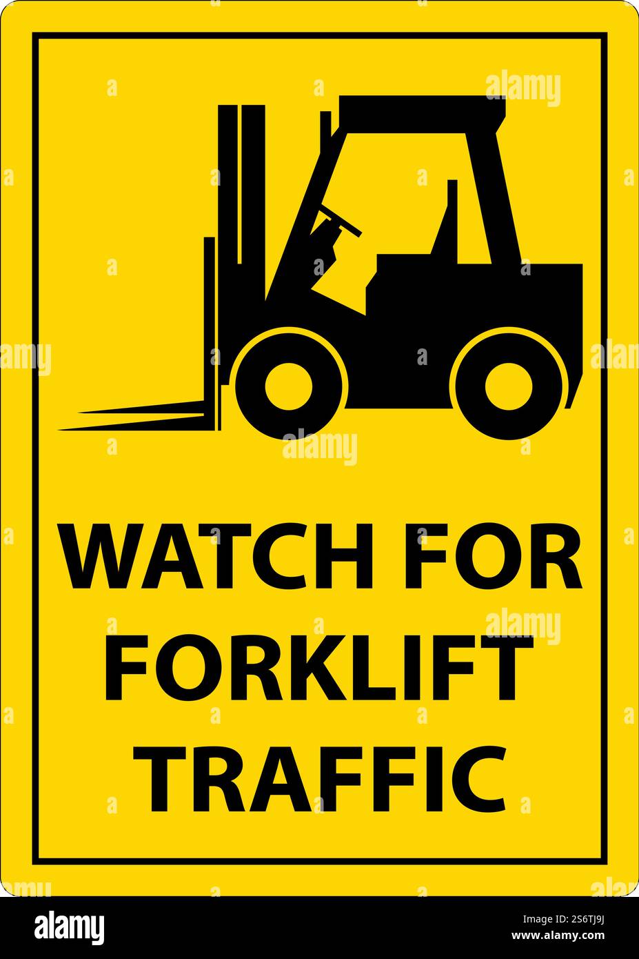 Caution 2-Way Watch For Forklift Traffic Sign On White Background Stock ...