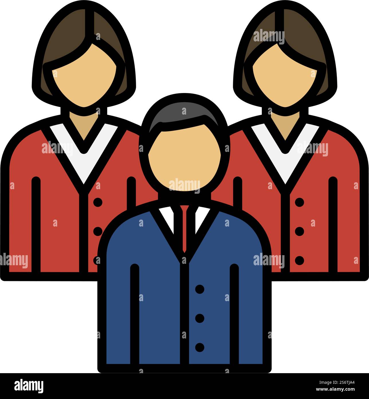 Corporate Team Icon. Editable Bold Outline With Color Fill Design ...