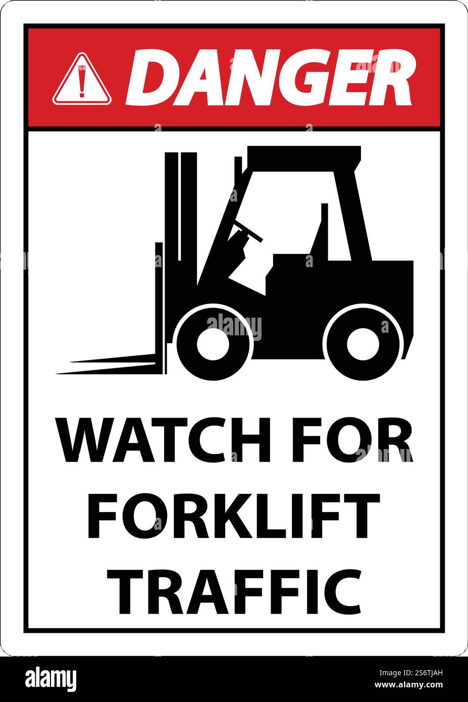 Danger 2-Way Watch For Forklift Traffic Sign On White Background Stock ...