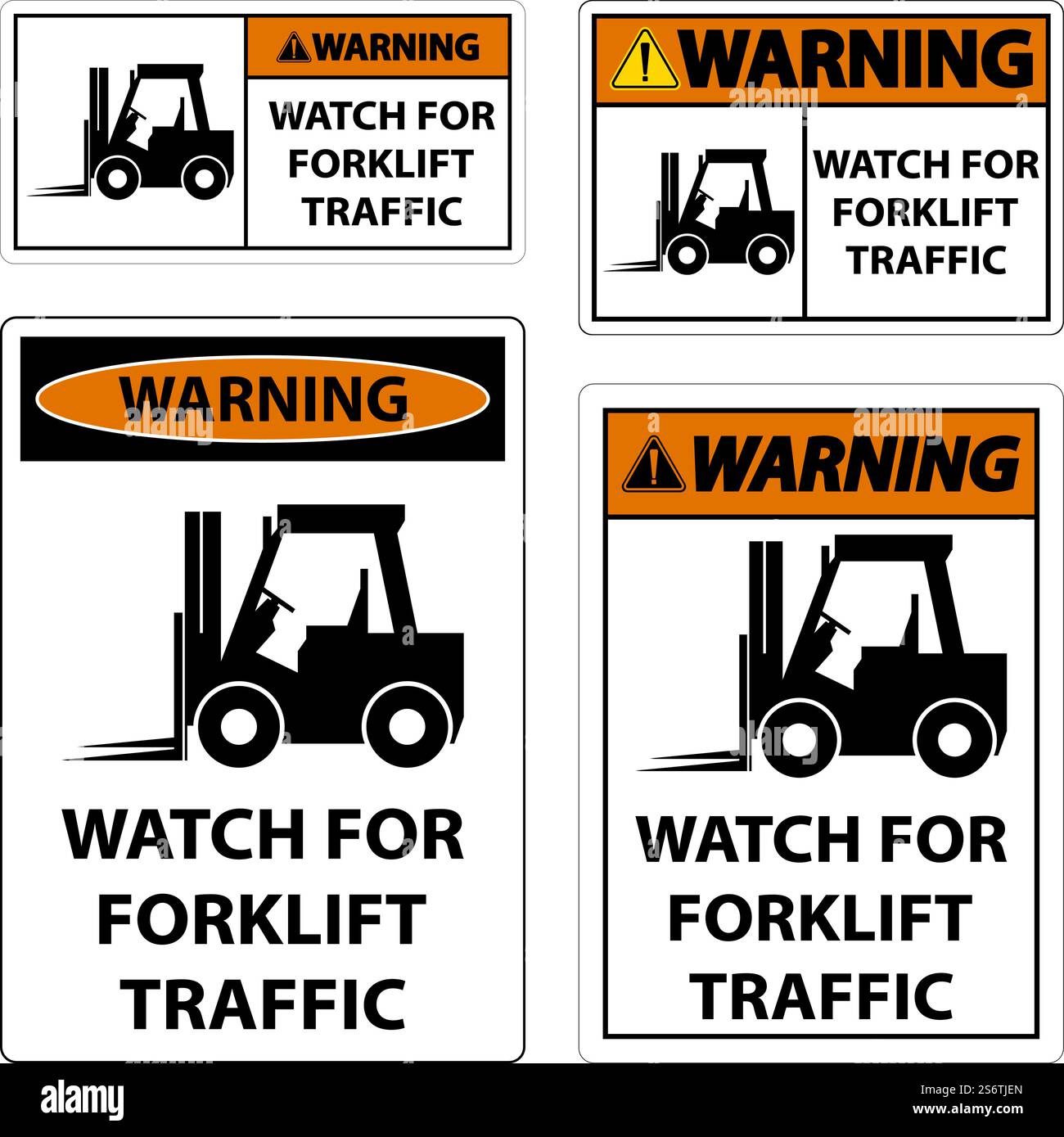 Warning 2-Way Watch For Forklift Traffic Sign On White Background Stock ...