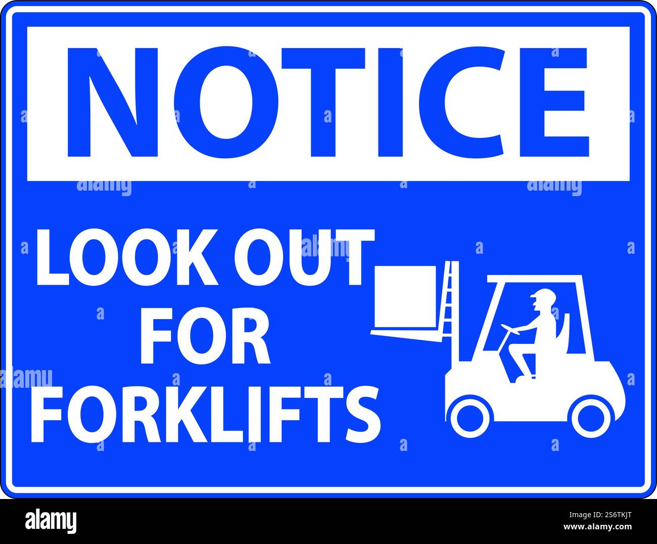 Notice 2-Way Look Out For Forklifts Sign On White Background Stock ...
