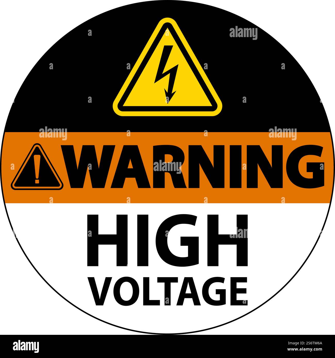 Warning High Voltage Floor Sign On White Background Stock Vector