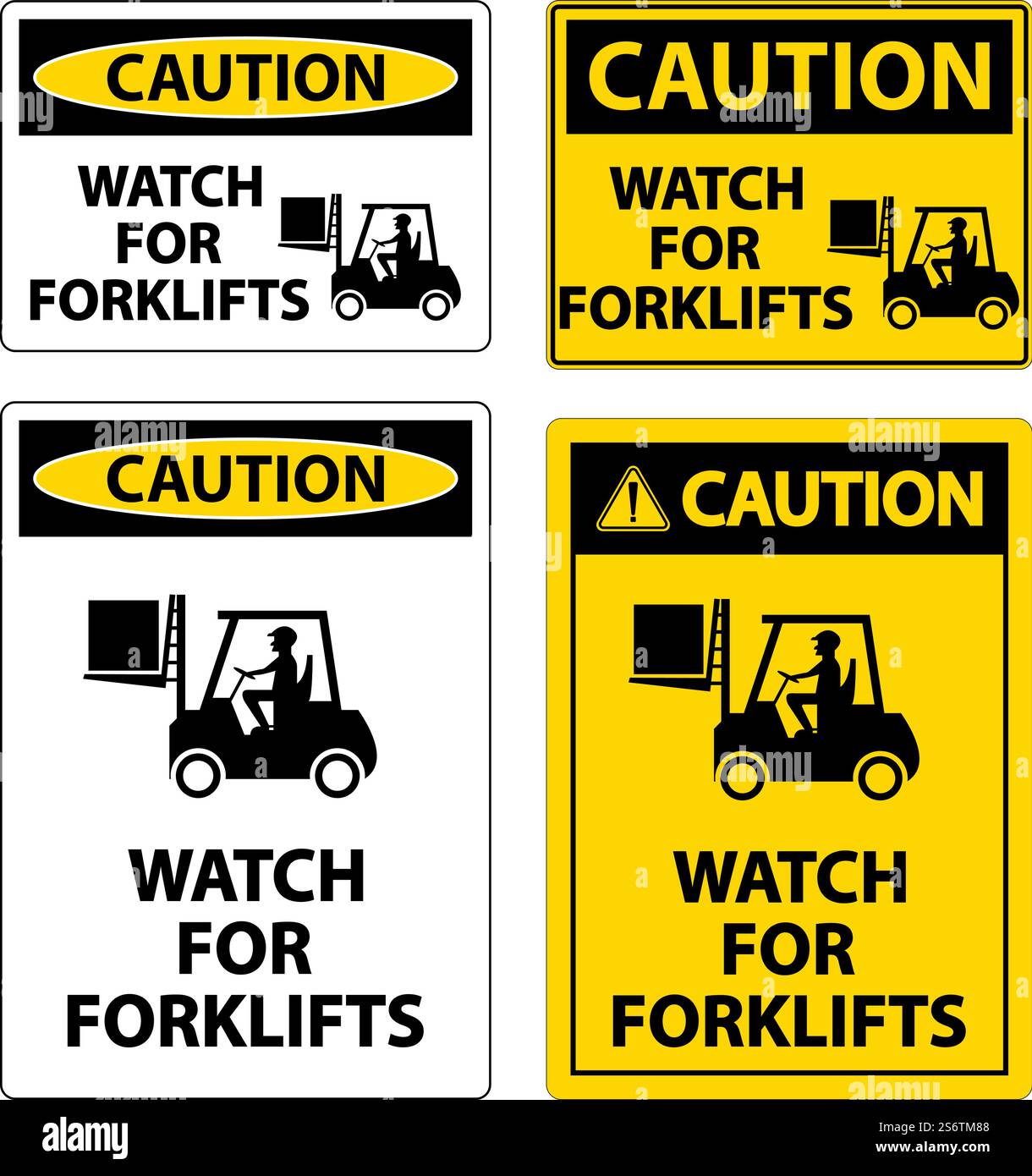 Caution Watch For Forklifts Sign On White Background Stock Vector Image ...