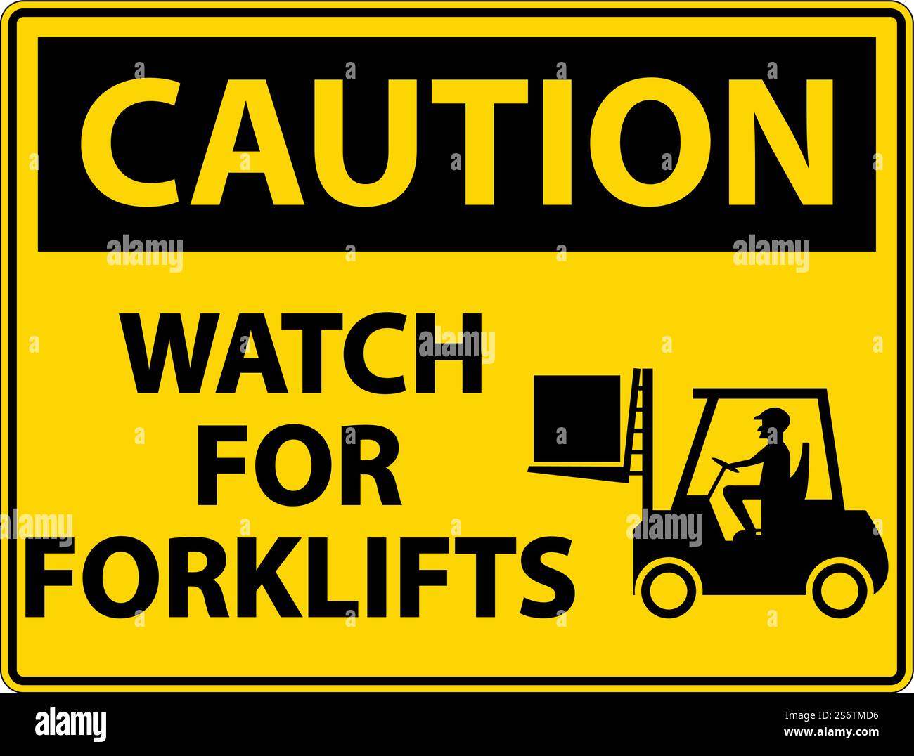 Caution Watch For Forklifts Sign On White Background Stock Vector Image ...