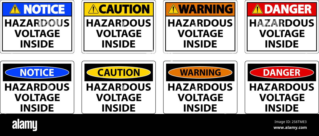 Danger Hazardous Voltage Inside SignOn White Background Stock Vector