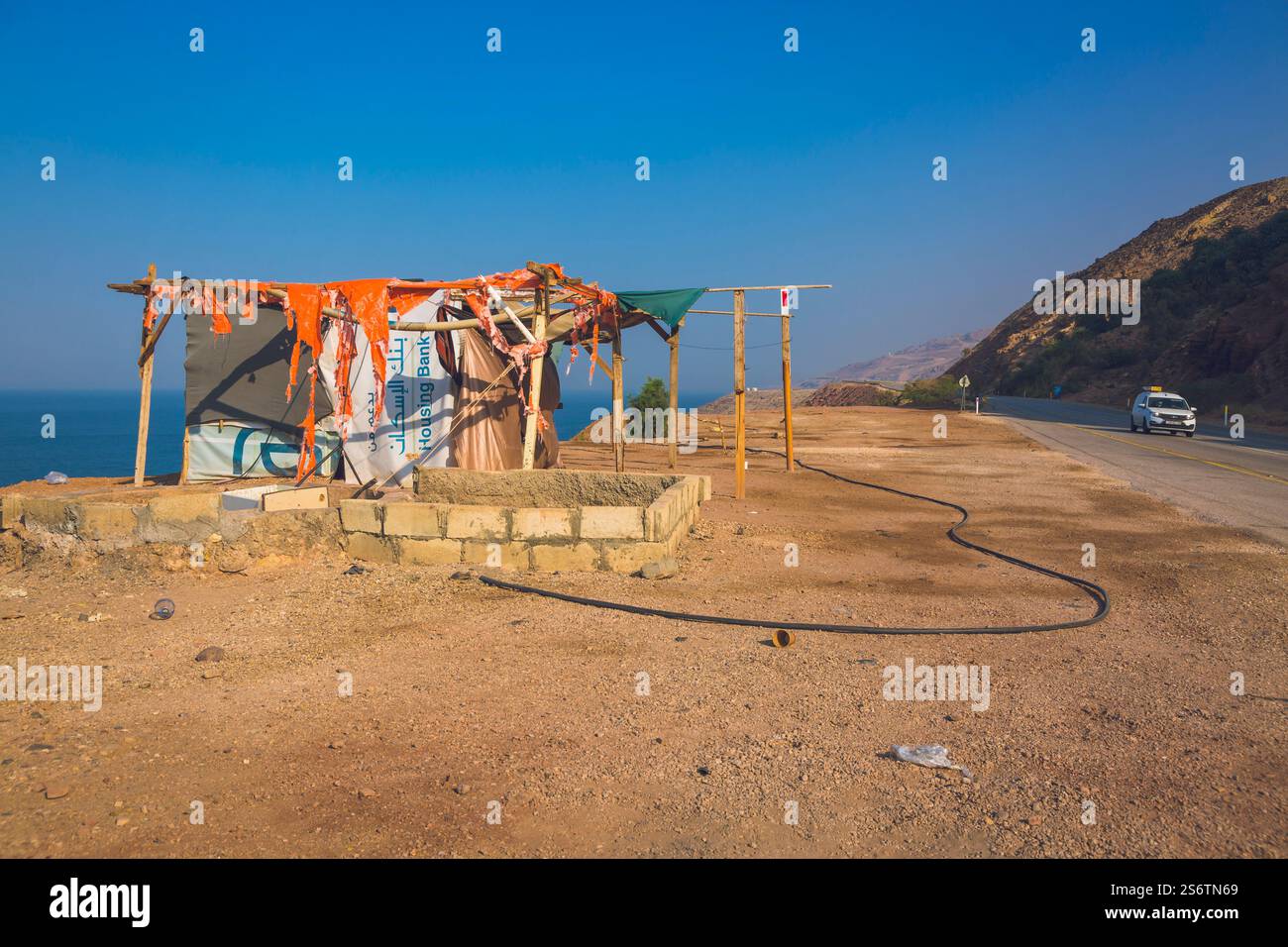 Jordan, Middle East, Dead Sea. The Dead Sea Highway. Jordan Valley Highway 65. Stock Photo