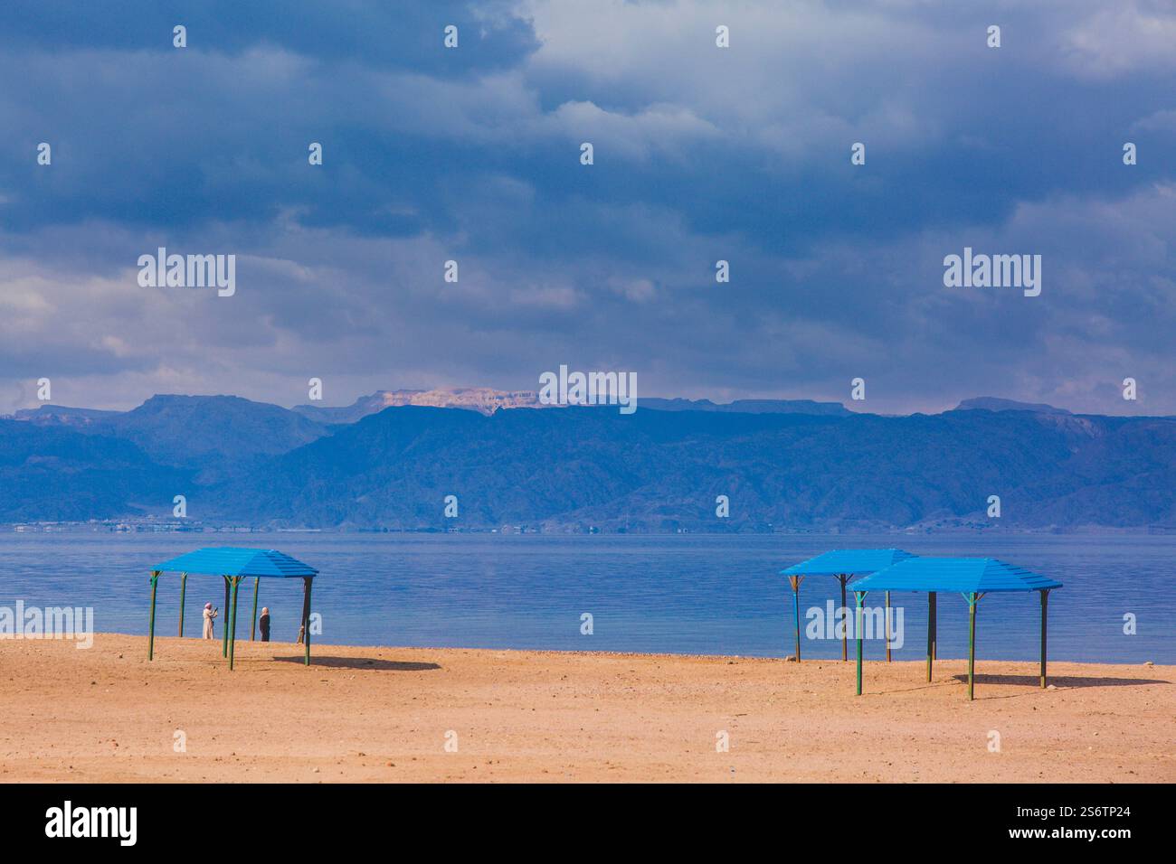 Middle East, Jordan, Aqaba, Israeli coastline in the background Stock Photo