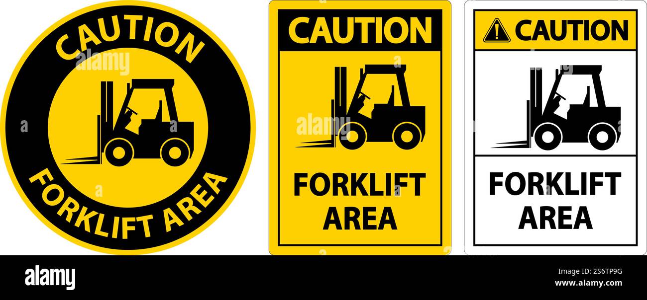 2-Way Caution Forklift Area Sign On White Background Stock Vector Image ...