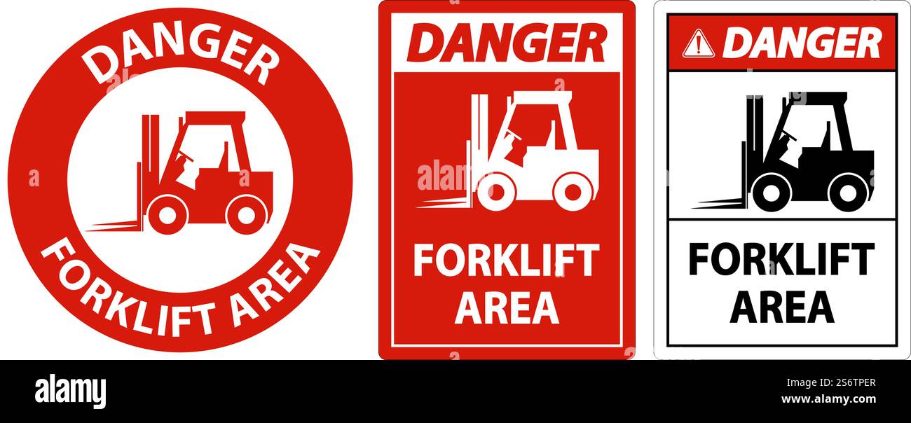2-Way Danger Forklift Area Sign On White Background Stock Vector Image ...