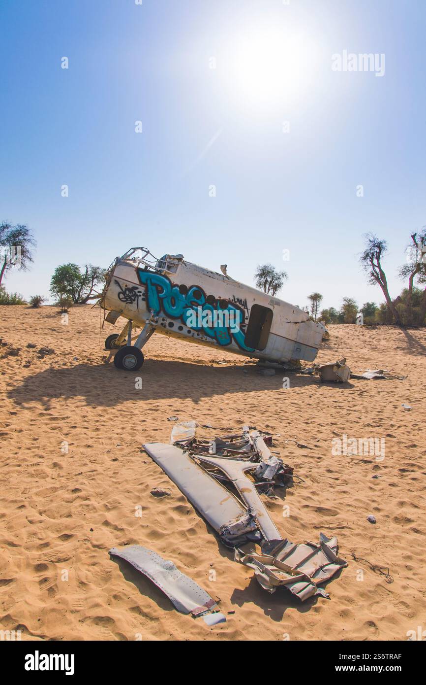 United Arab Emirates, Middle East, Dubai, Al Awir. plane wreck Stock ...