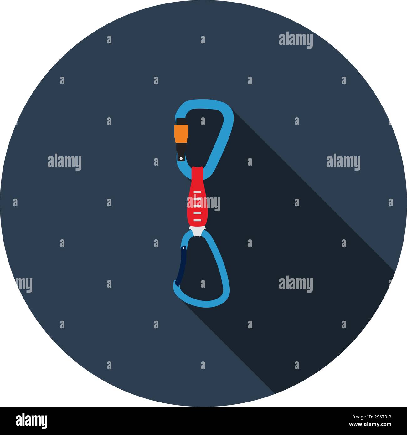 Alpinist Quickdraw Icon. Flat Circle Stencil Design With Long Shadow. Vector Illustration. Stock Vector