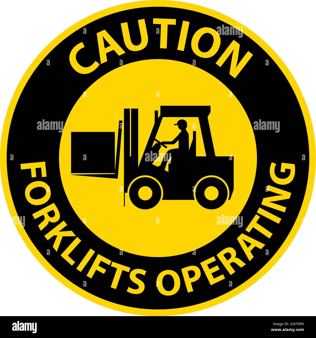 Caution 2-Way Forklifts Operating Sign On White Background Stock Vector ...