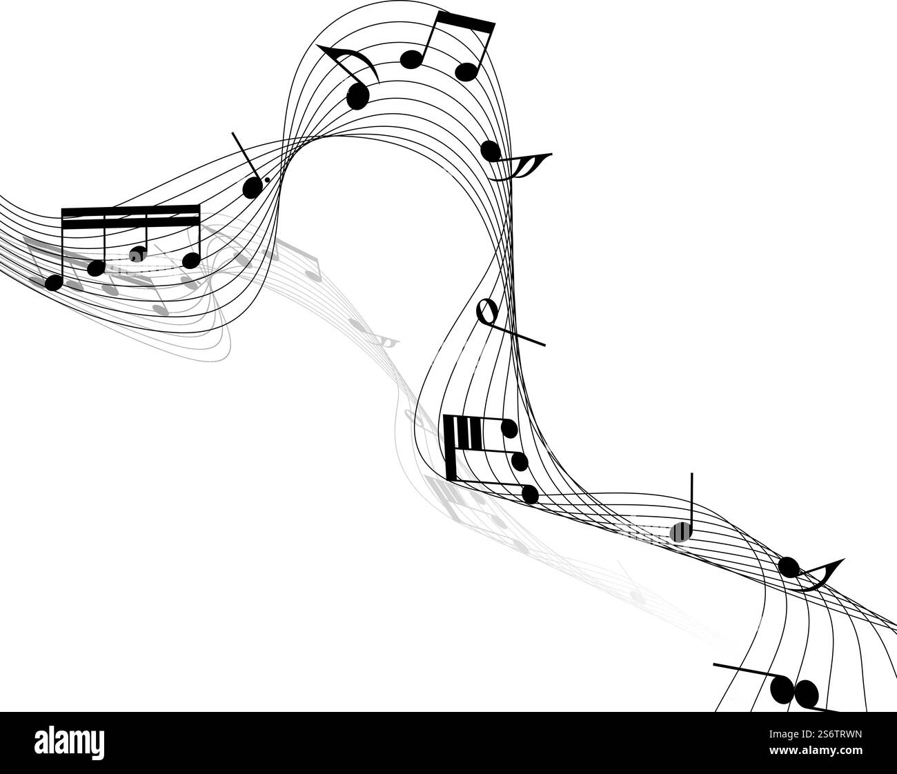 Abstract grunge musical design. Musical staff and notes. Vector ...