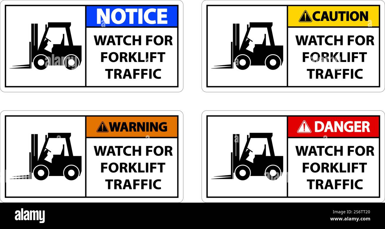 2-Way Watch For Forklift Traffic Sign On White Background Stock Vector ...