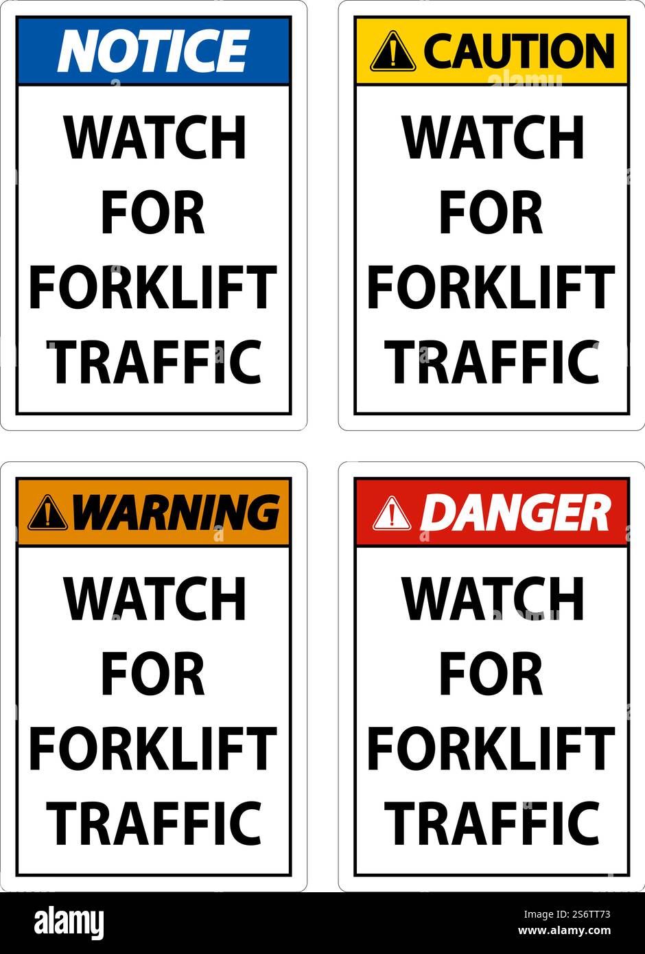Caution Watch For Forklift Traffic Sign On White Background Stock ...