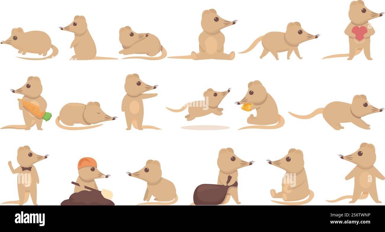 Shrew icons set cartoon vector. Agriculture animal. Domestic farm ...