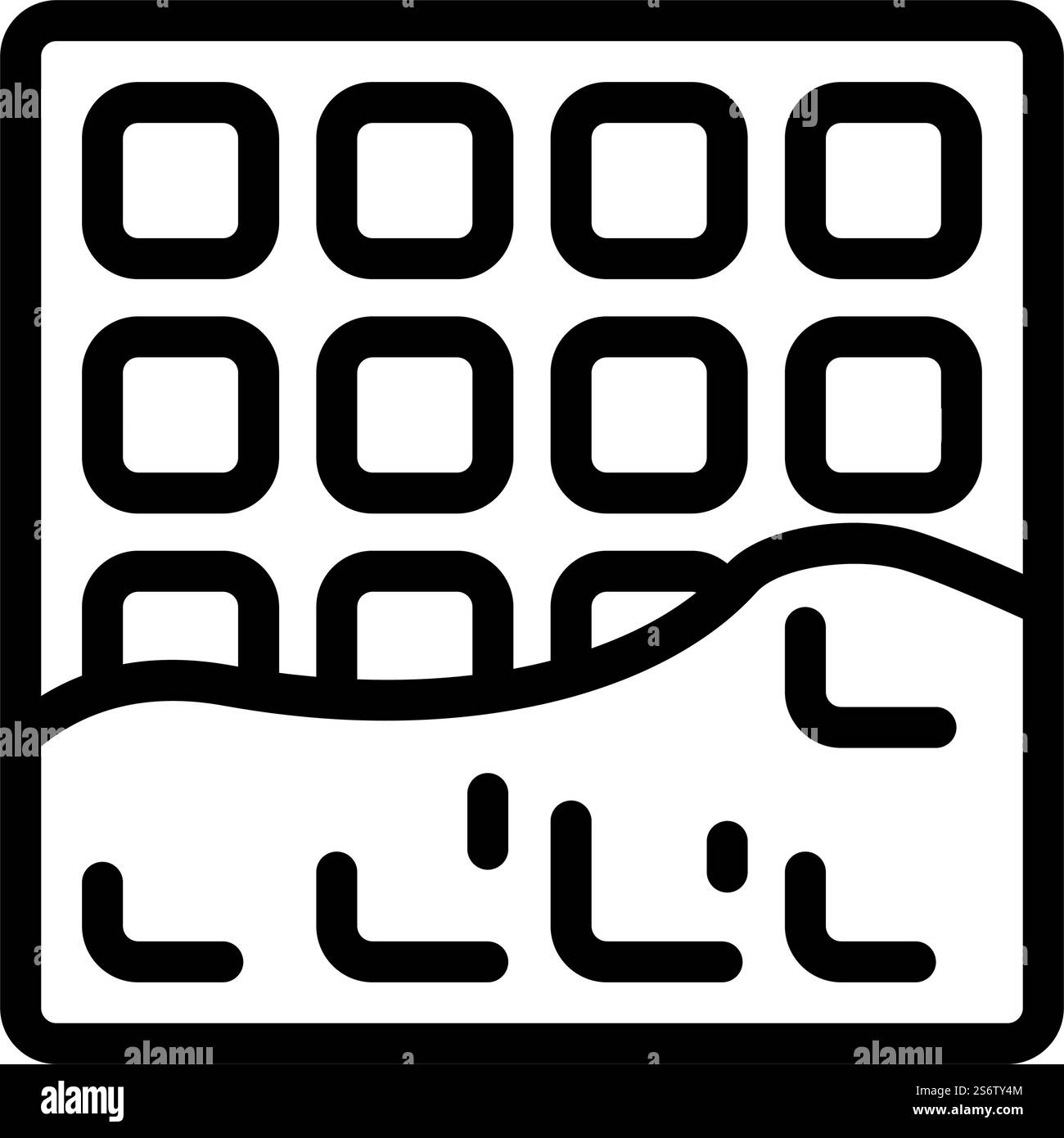 Waffle Dessert Line Icon Vector Waffle Dessert Sign Isolated Contour