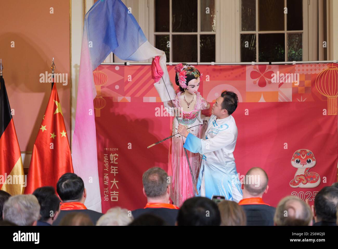 Berlin, Germany. 17th Jan, 2025. A puppetry artist performs during the ...