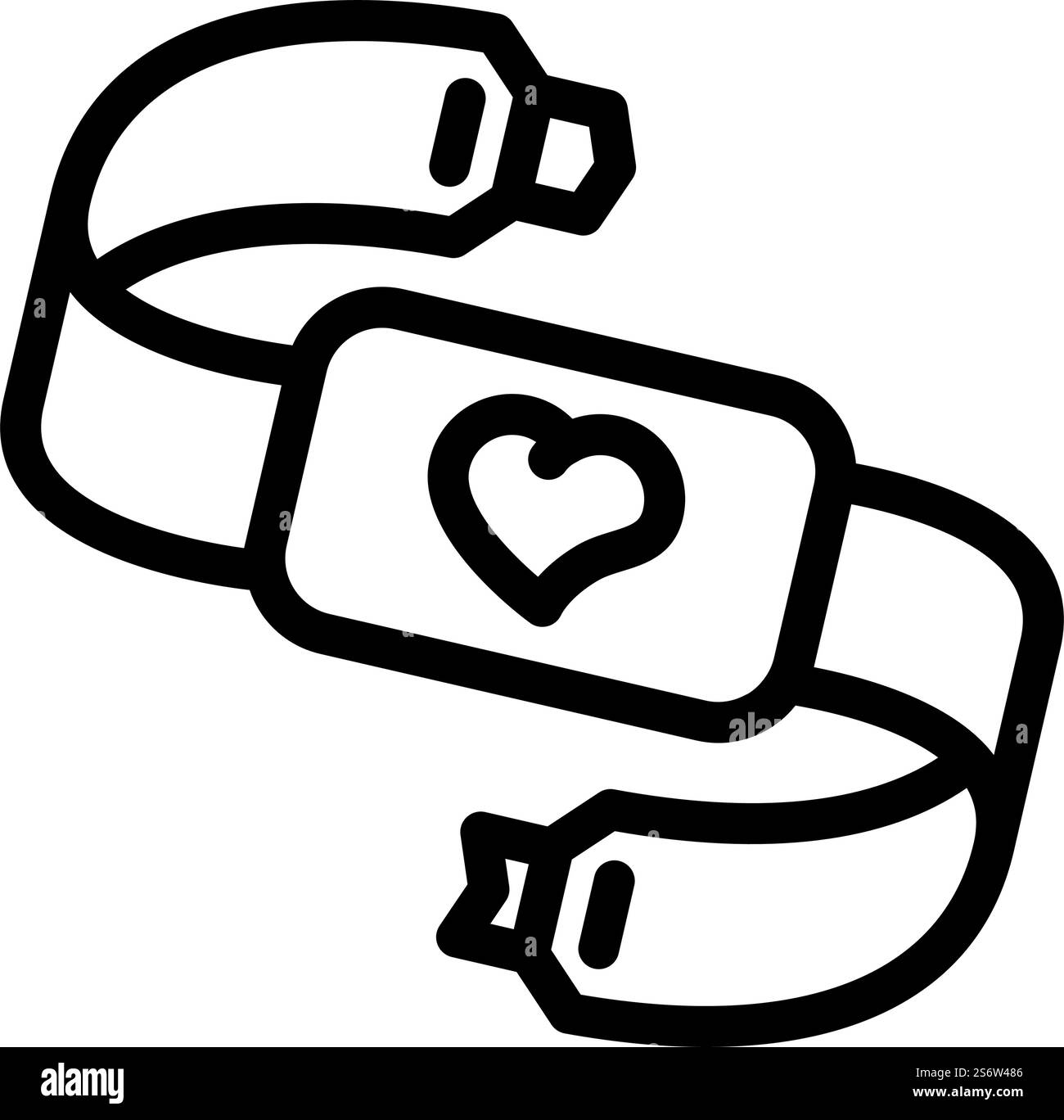 cardio tape with heart line icon vector. cardio tape with heart sign ...