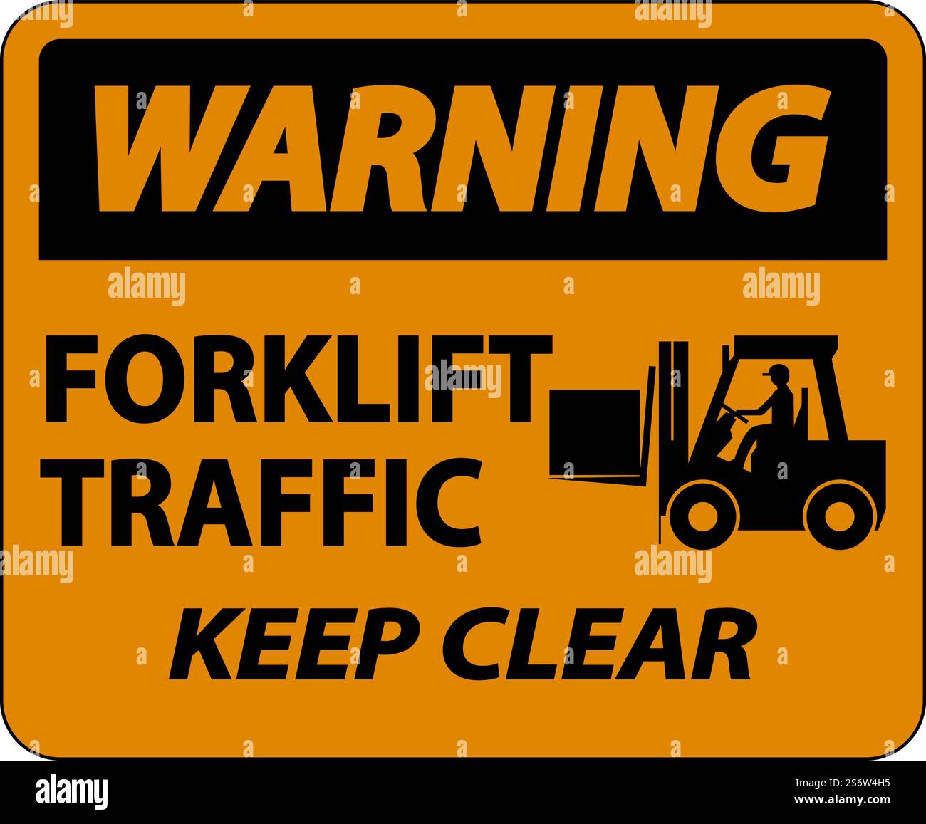 Warning Forklift Traffic Keep Clear Sign On White Background Stock ...