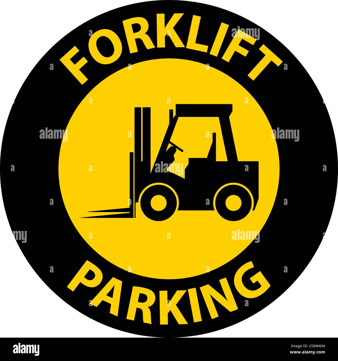 Forklift Parking Floor Sign On White Background Stock Vector