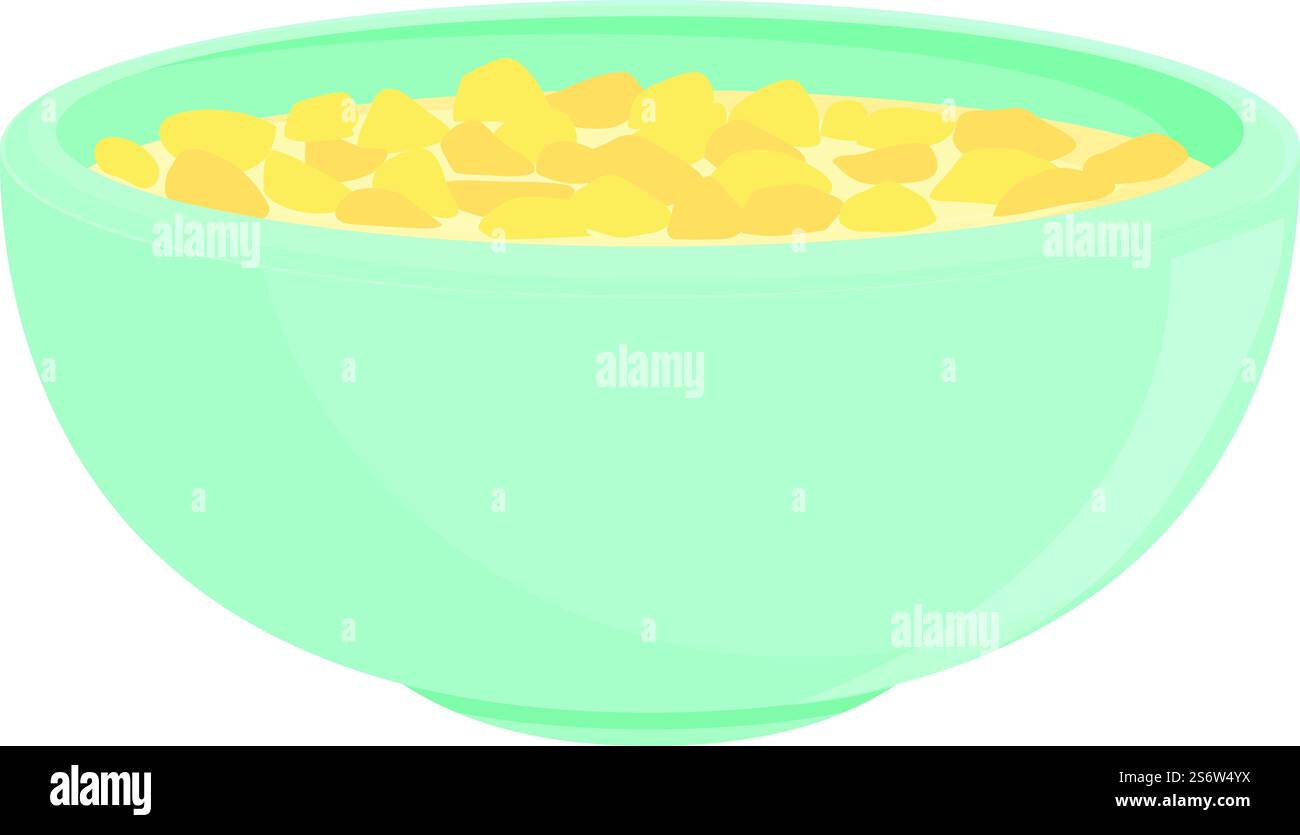 Cereal breakfast bowl icon cartoon vector. Milk corn. Eating meal ...