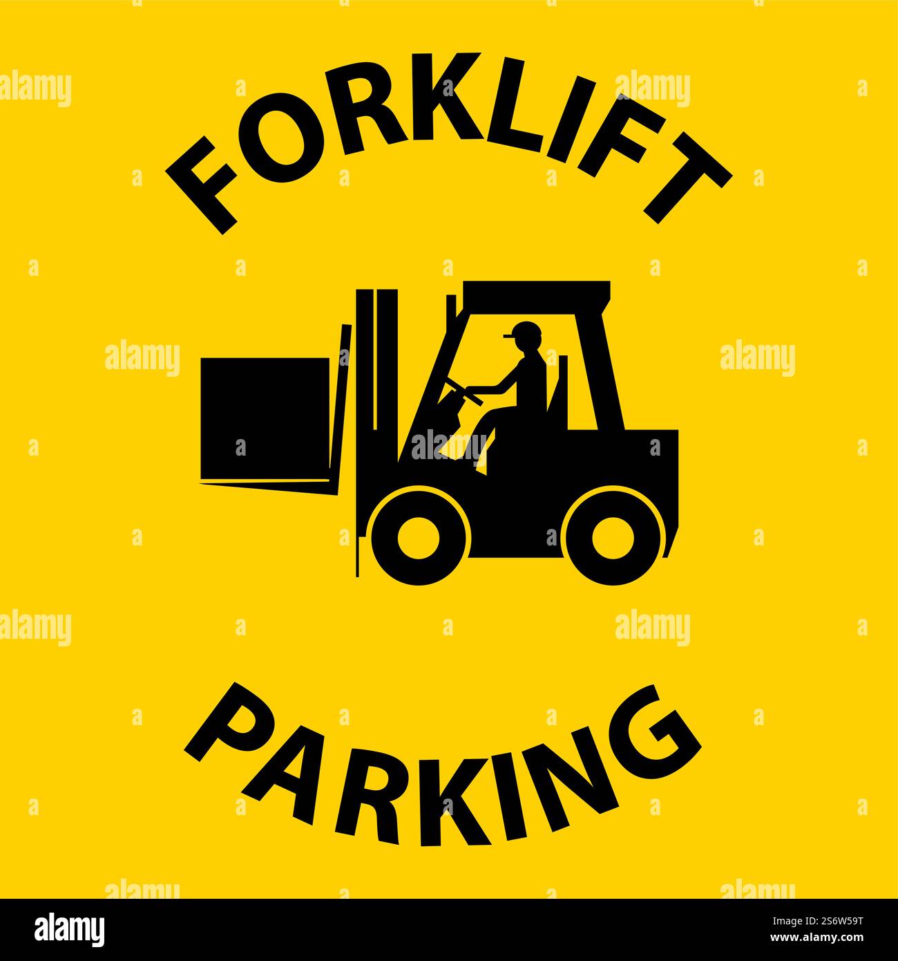 Forklift Parking Floor Sign On White Background Stock Vector