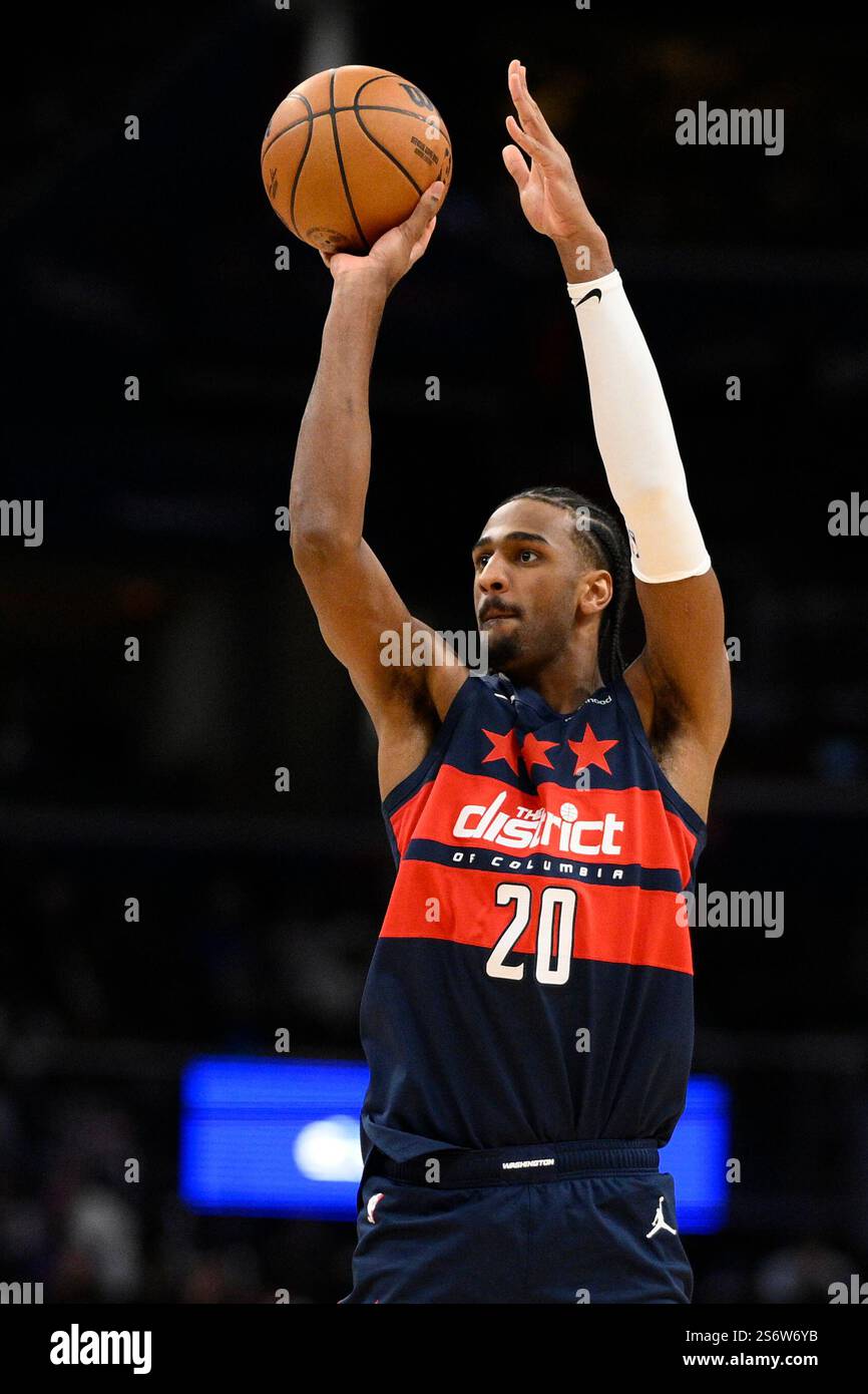 Washington Wizards forward Alex Sarr (20) in action during the second
