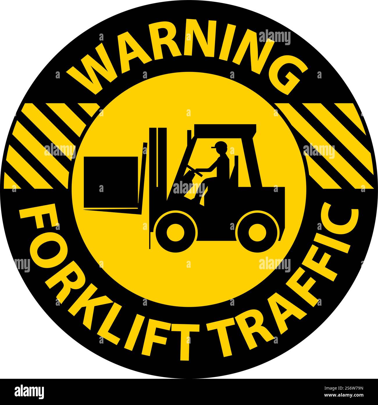 Warning Forklift Traffic Floor Sign On White Background Stock Vector ...