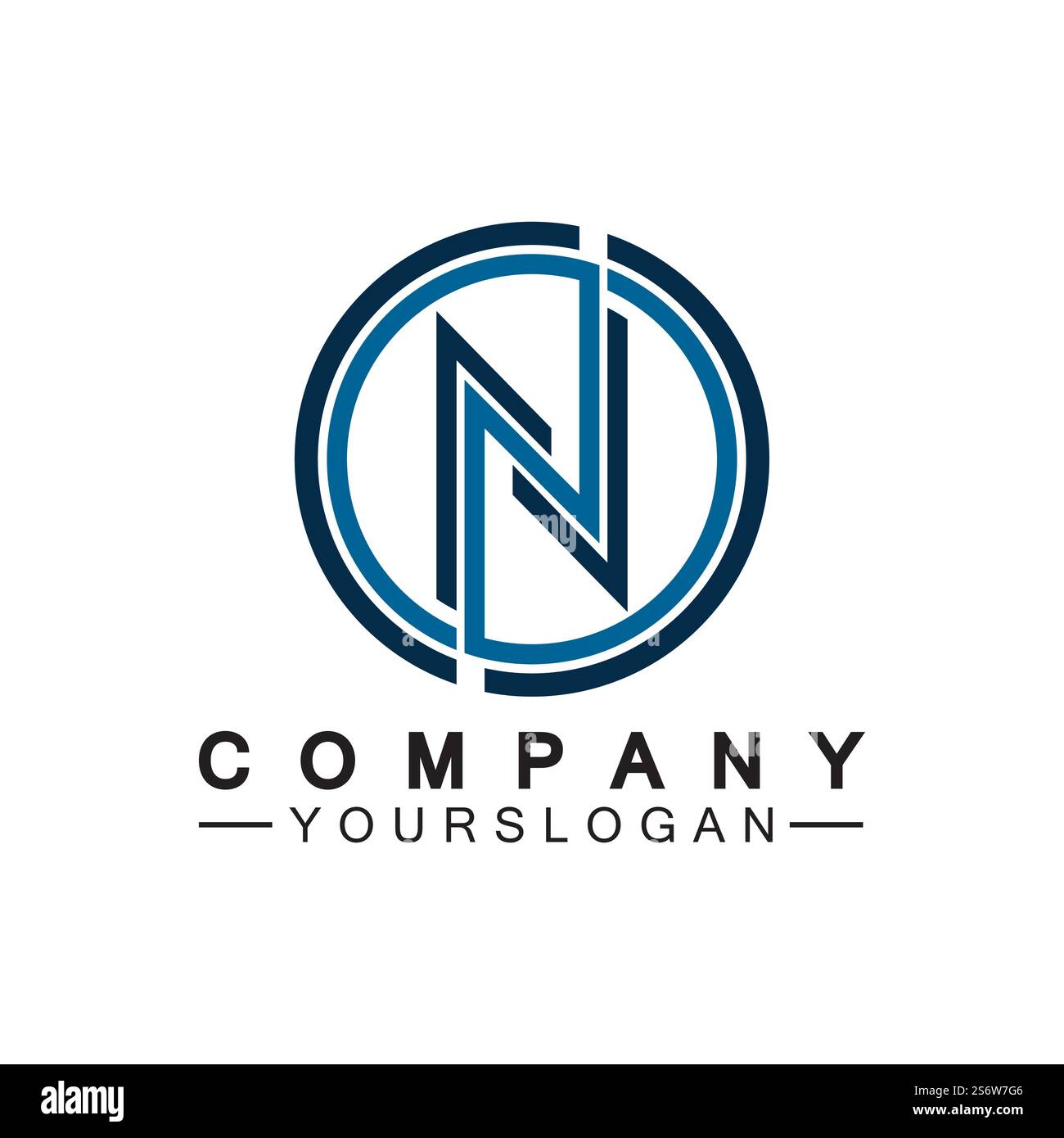 Letter N circle Concept Logo Vector Design Template Stock Vector Image ...