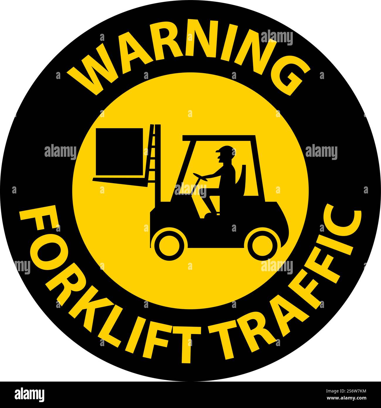 Warning Forklift Traffic Floor Sign On White Background Stock Vector ...
