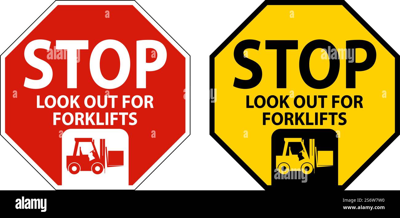 Look Out Stop Look Out For Forklifts Sign On White Background Stock Vector Image ...