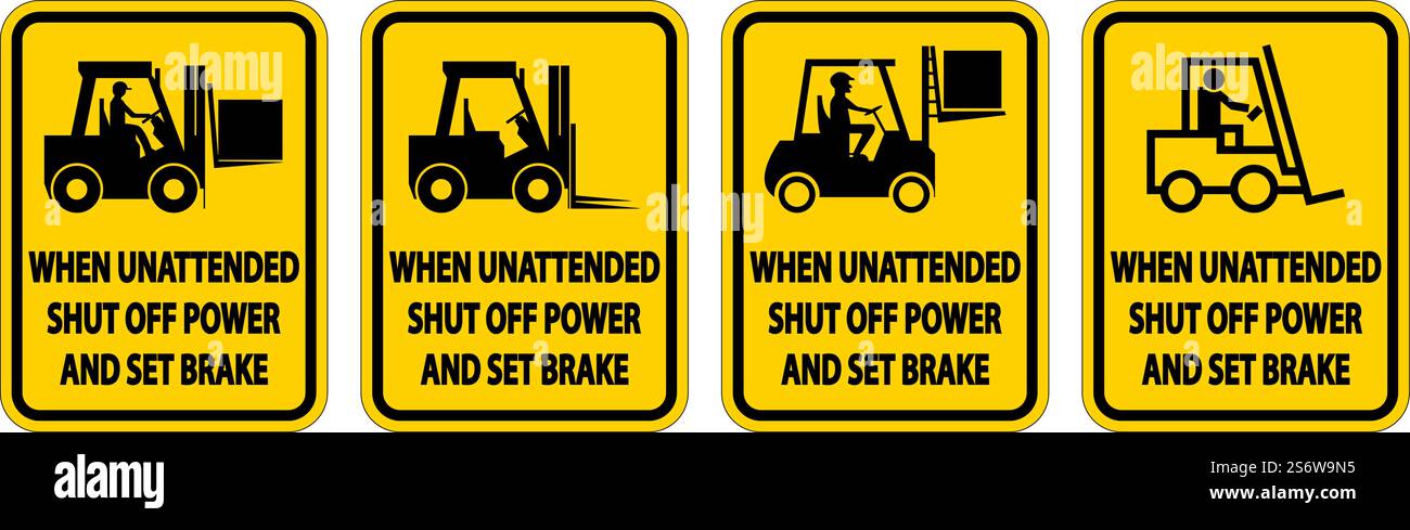 Set Off Sign Shut Off Power and Set Brake Label Sign On White Background Stock ...