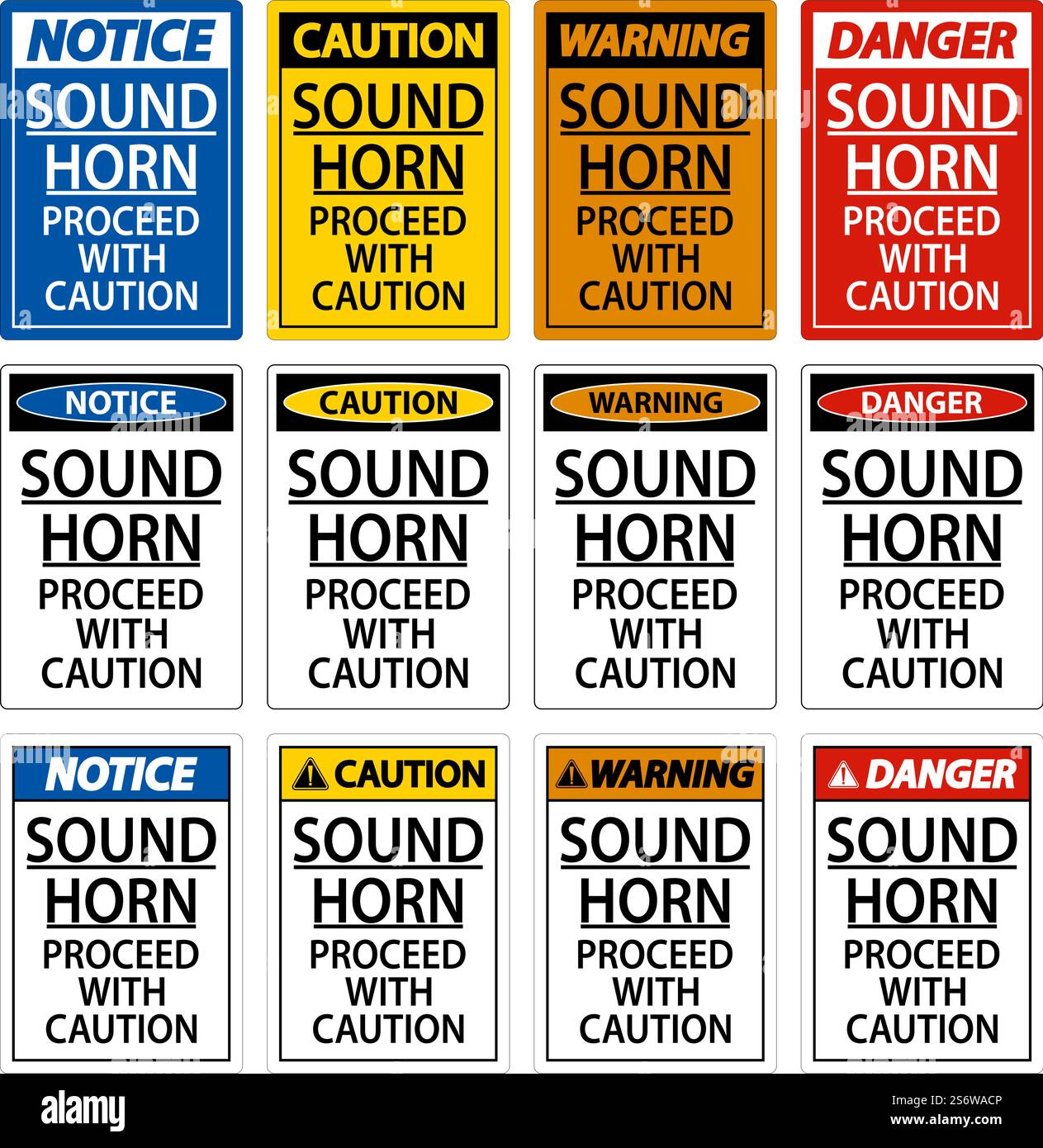 Sound Horn Proceed With Caution Sign - 18x18 Inches HDPE, Made In USA - View #3
