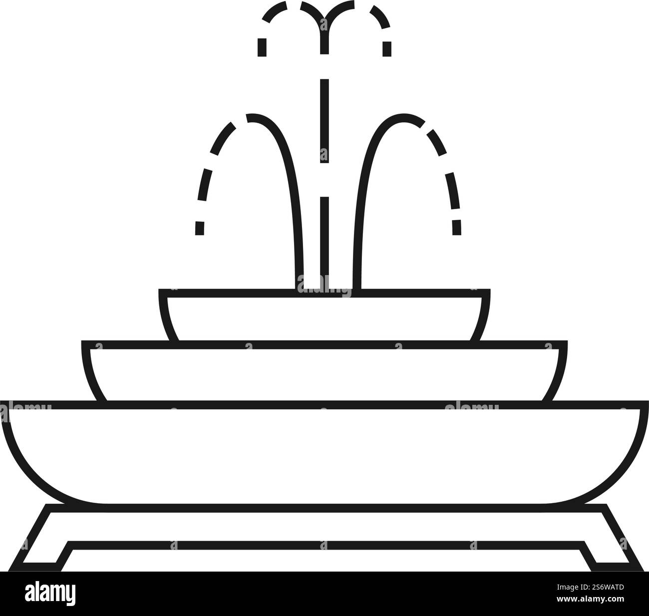 City fountain line icon vector flat design Stock Vector
