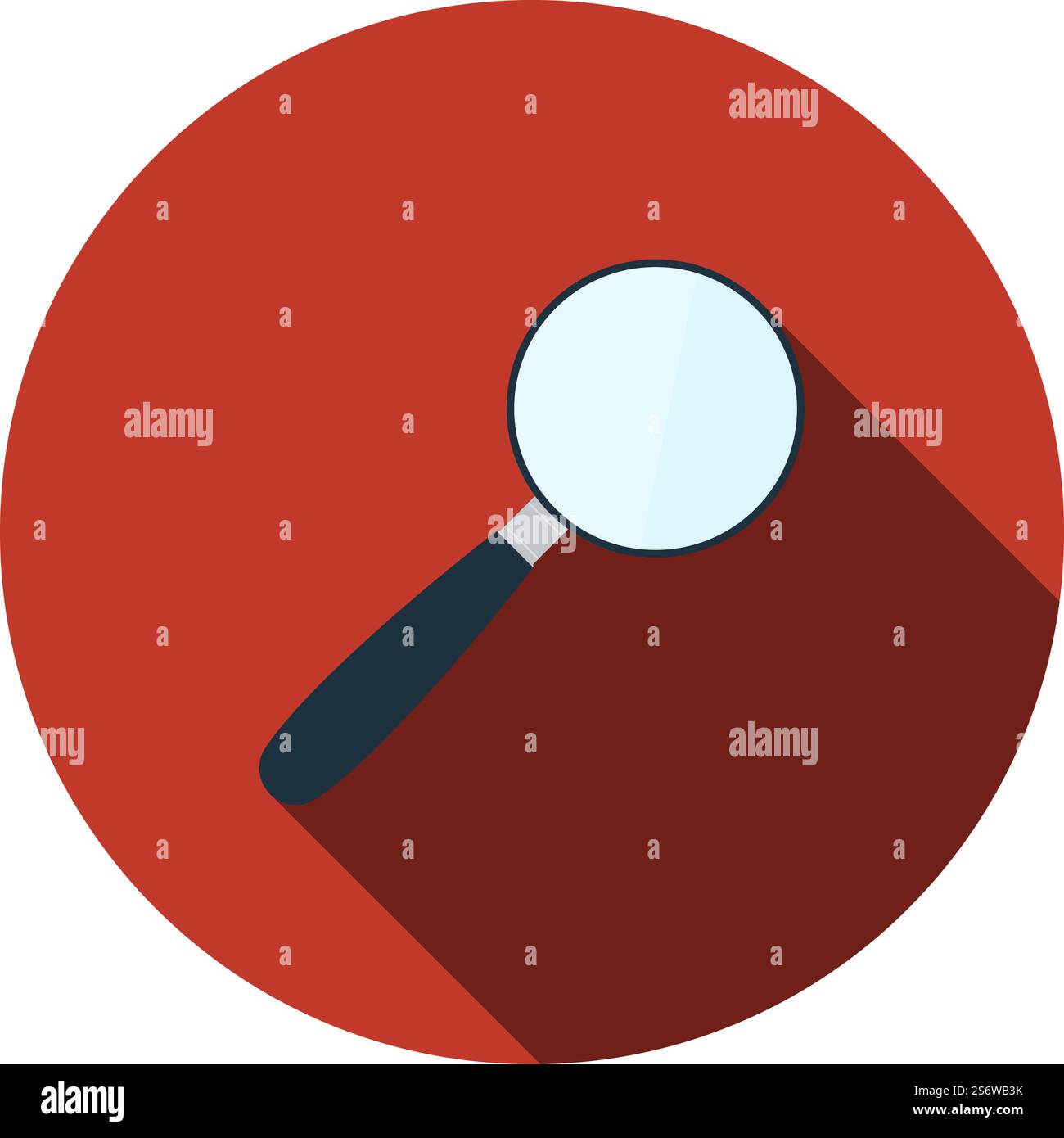 Magnifying Glass Icon. Flat Circle Stencil Design With Long Shadow. Vector Illustration. Stock Vector