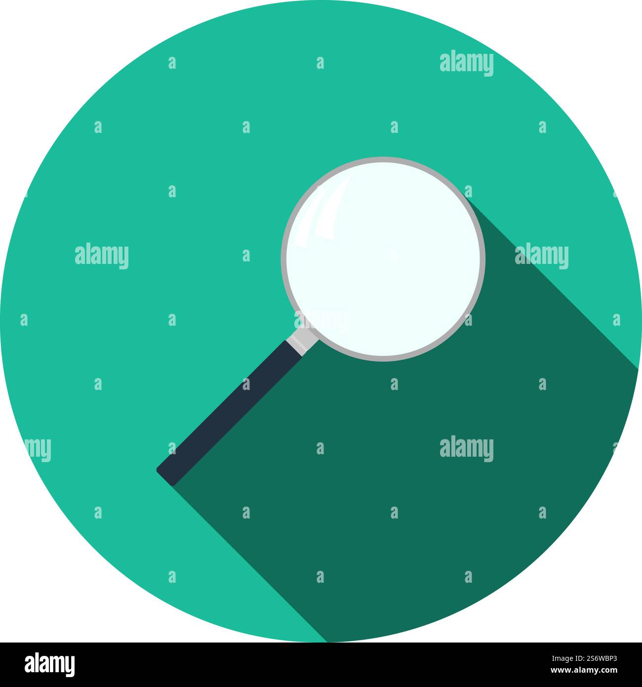 Loupe Icon. Flat Circle Stencil Design With Long Shadow. Vector Illustration. Stock Vector