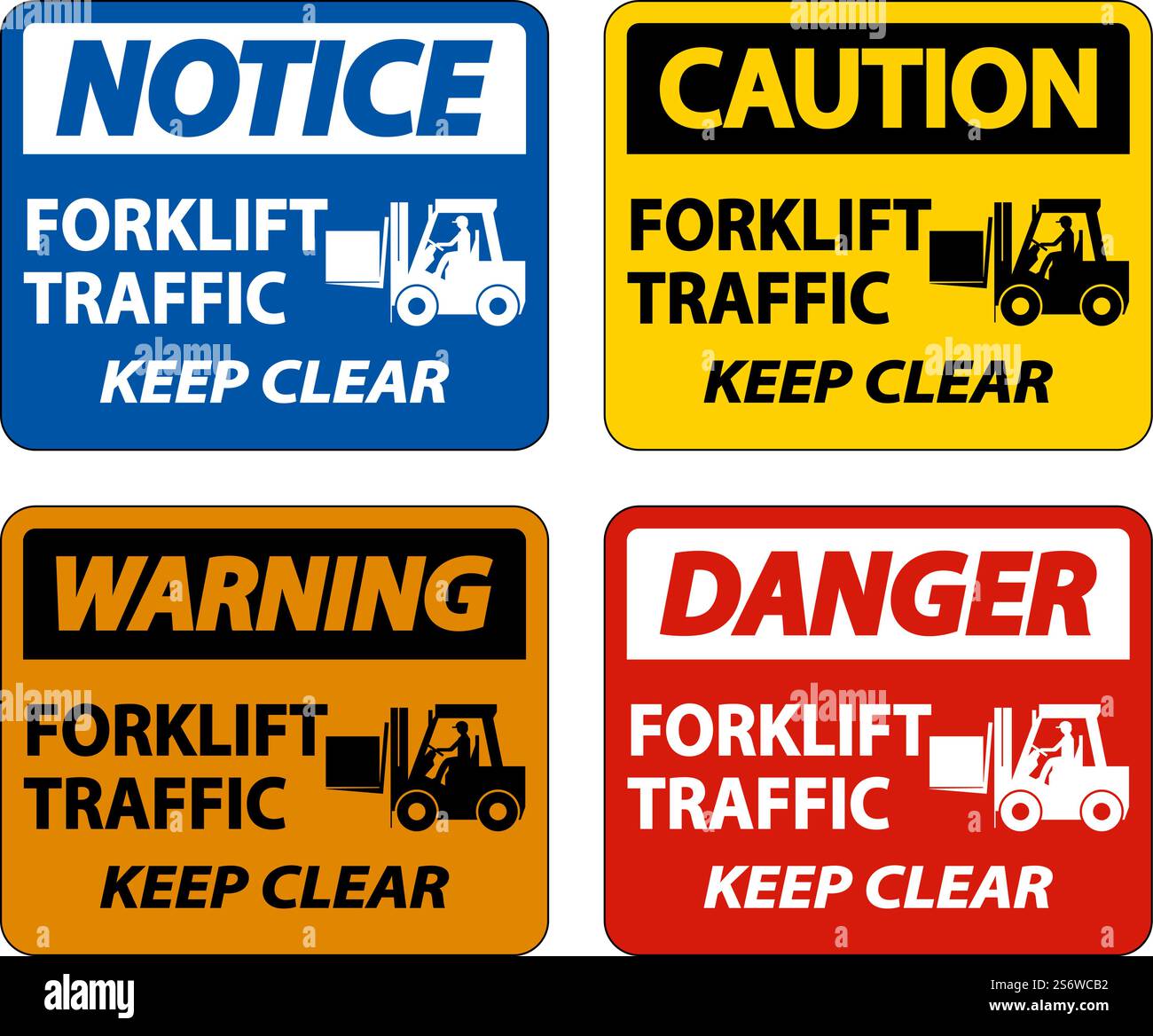 Forklift Traffic Keep Clear Sign On White Background Stock Vector Image ...
