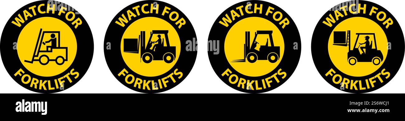 Watch For Forklifts Floor Sign On White Background Stock Vector Image ...