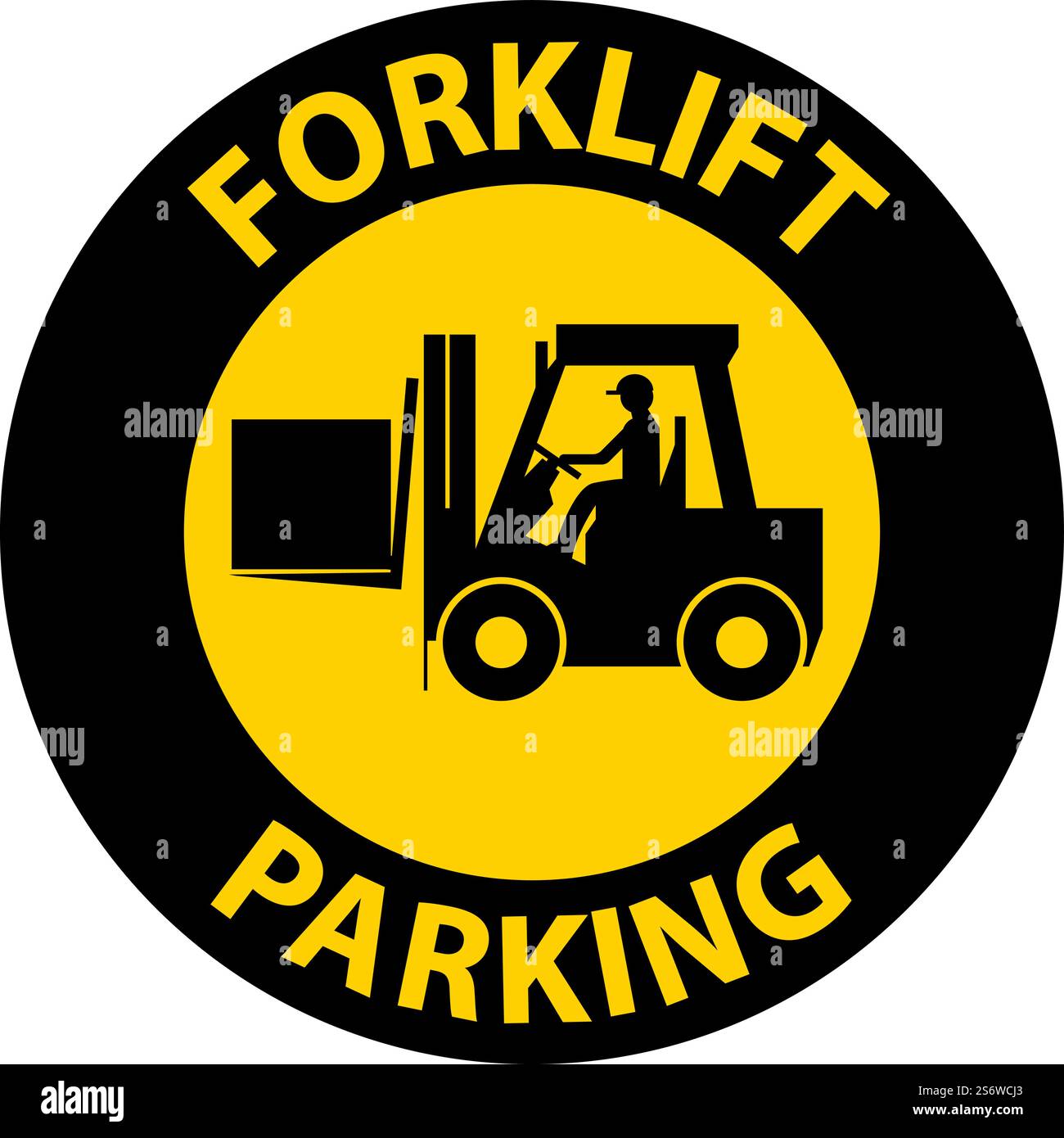 Forklift Parking Floor Sign On White Background Stock Vector