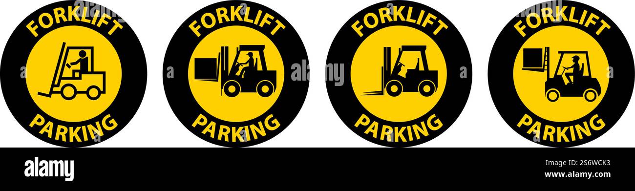 Forklift Parking Floor Sign On White Background Stock Vector