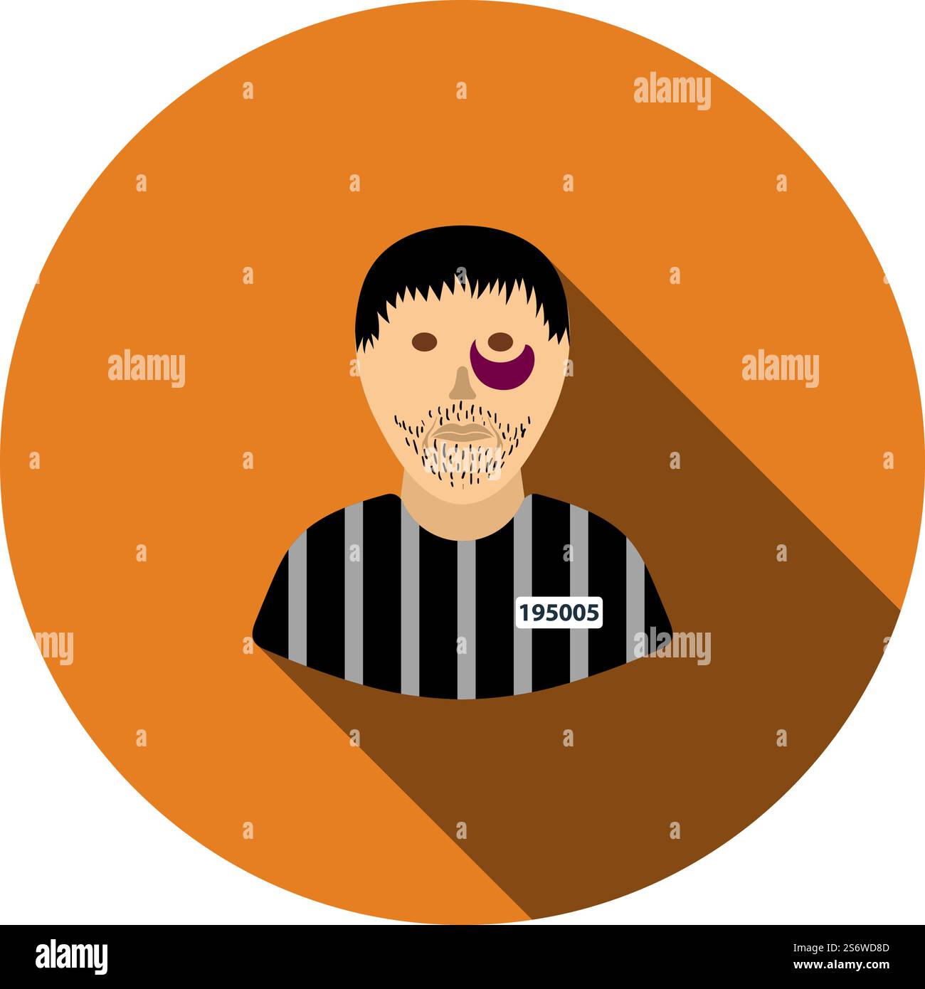 Prisoner Icon. Flat Circle Stencil Design With Long Shadow. Vector Illustration. Stock Vector