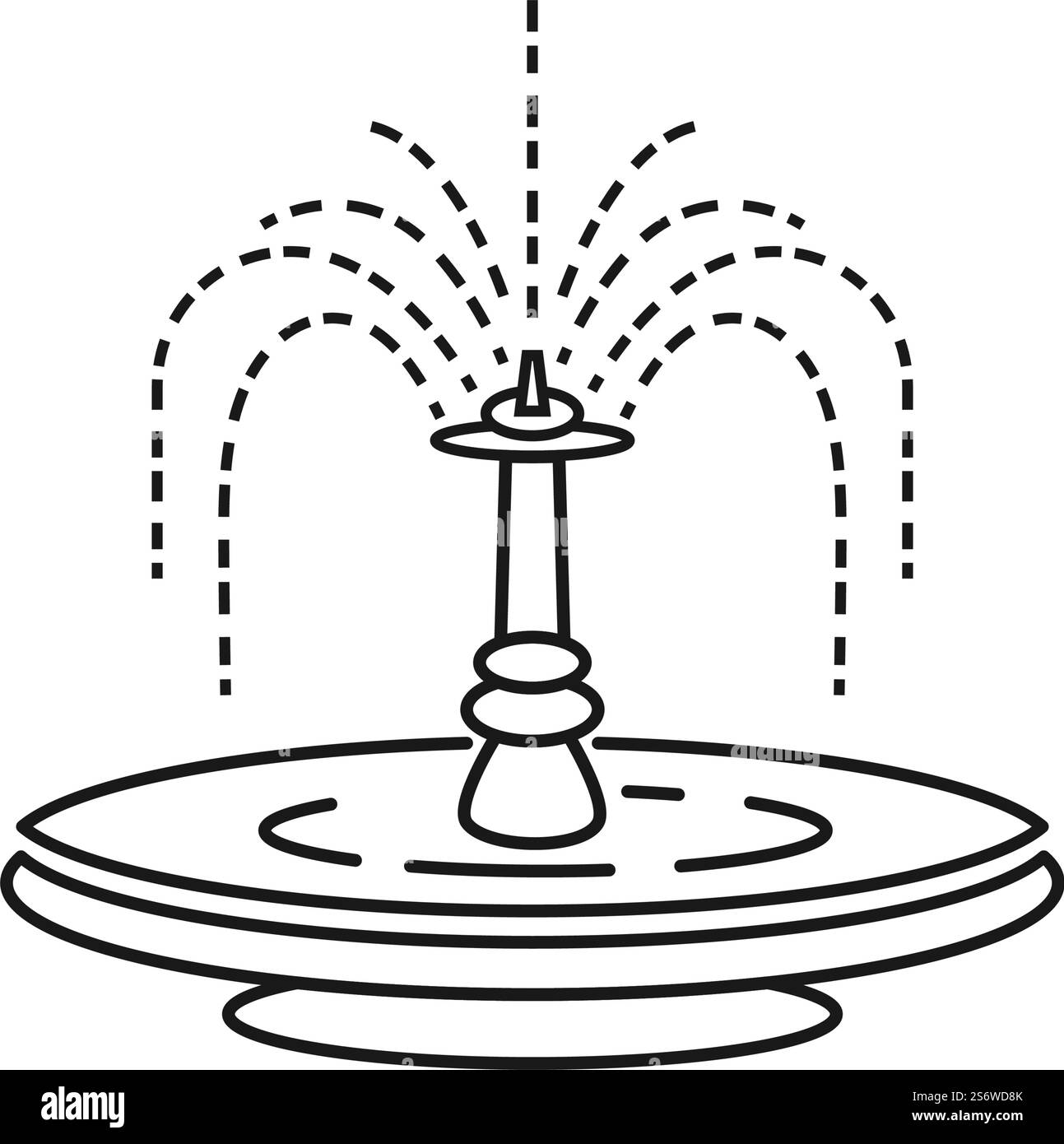City fountain line icon vector flat design Stock Vector