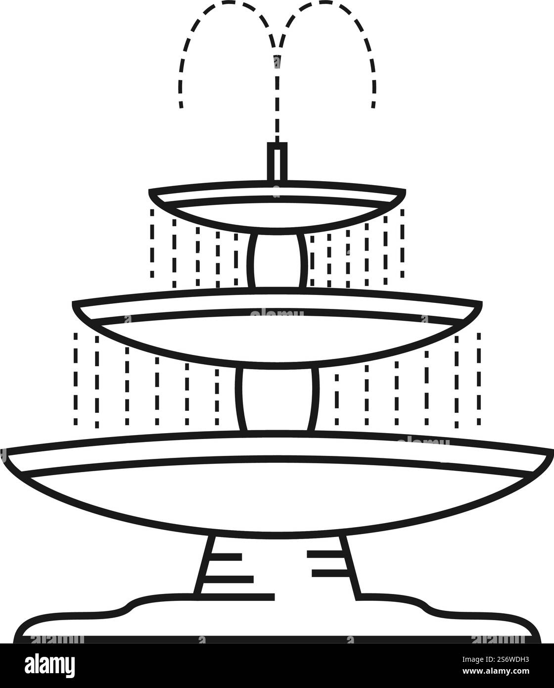 City fountain line icon vector flat design Stock Vector